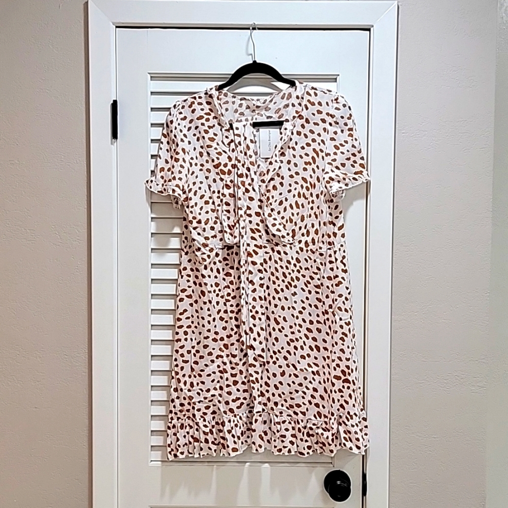 Brown and White Cow Print Dress
